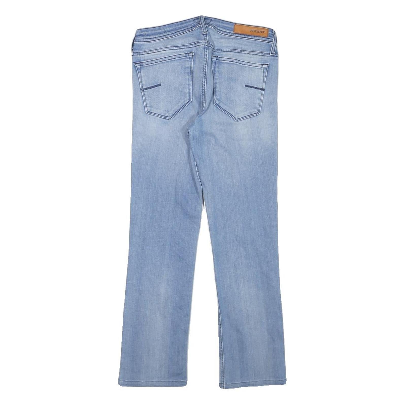 MELTIN POT Womens Jeans Blue Slim Straight Denim Light W26 L24 Stylish Design