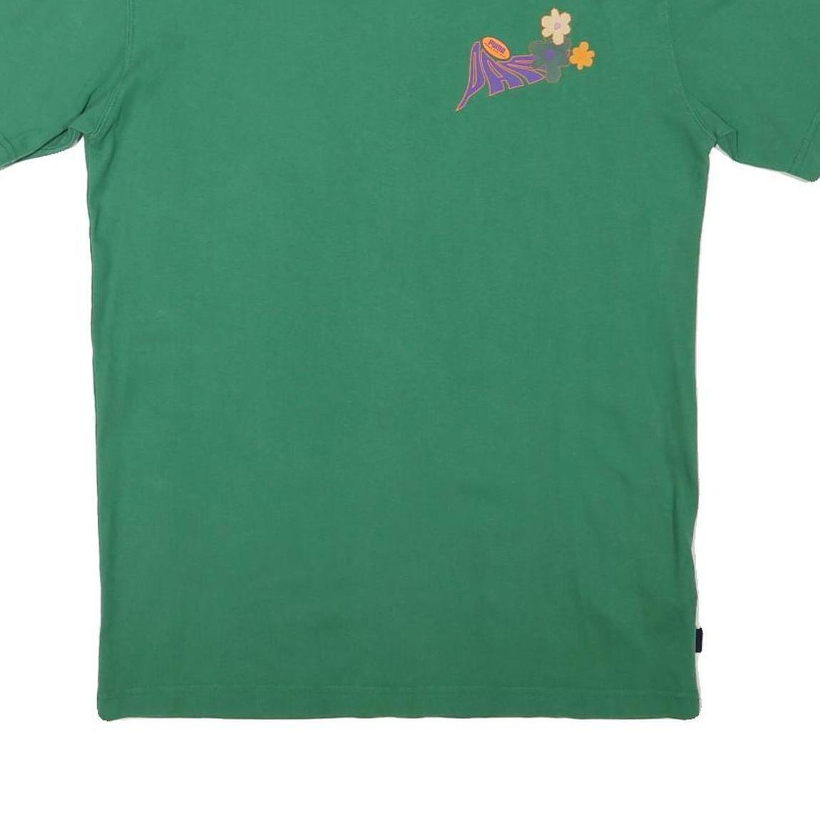 PUMA Mens Green Graphic T-Shirt S Short Sleeve Crew Neck Cotton Blend