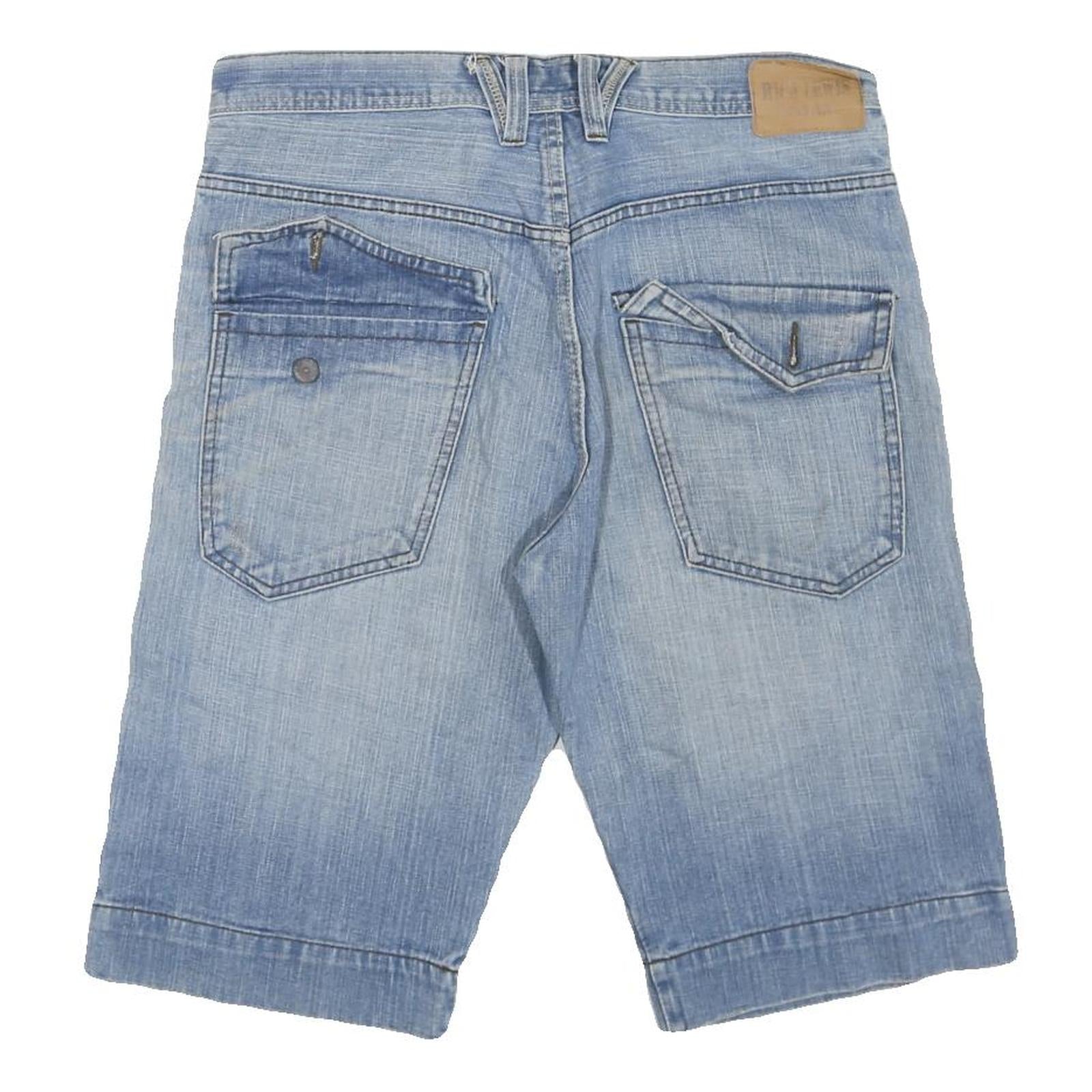 RICA LEWIS Womens Shorts Blue Denim L W36 Casual Cotton Blend Stylish Summer