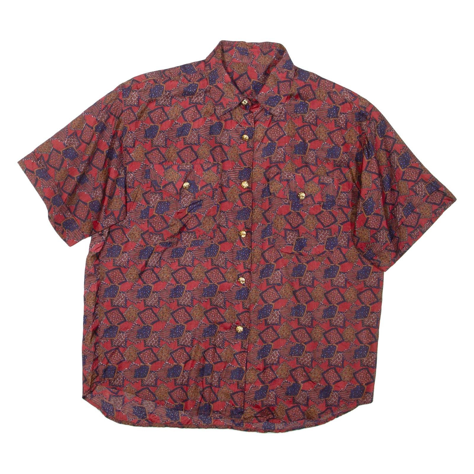 Womens Printed Shirt Red Collared L