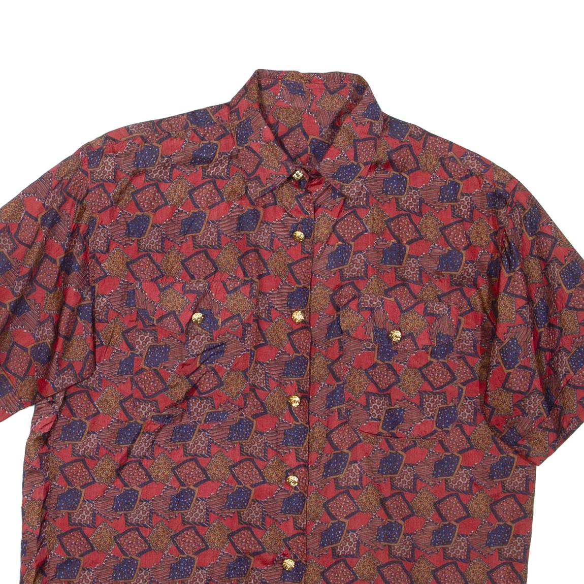 Womens Printed Shirt Red Collared L