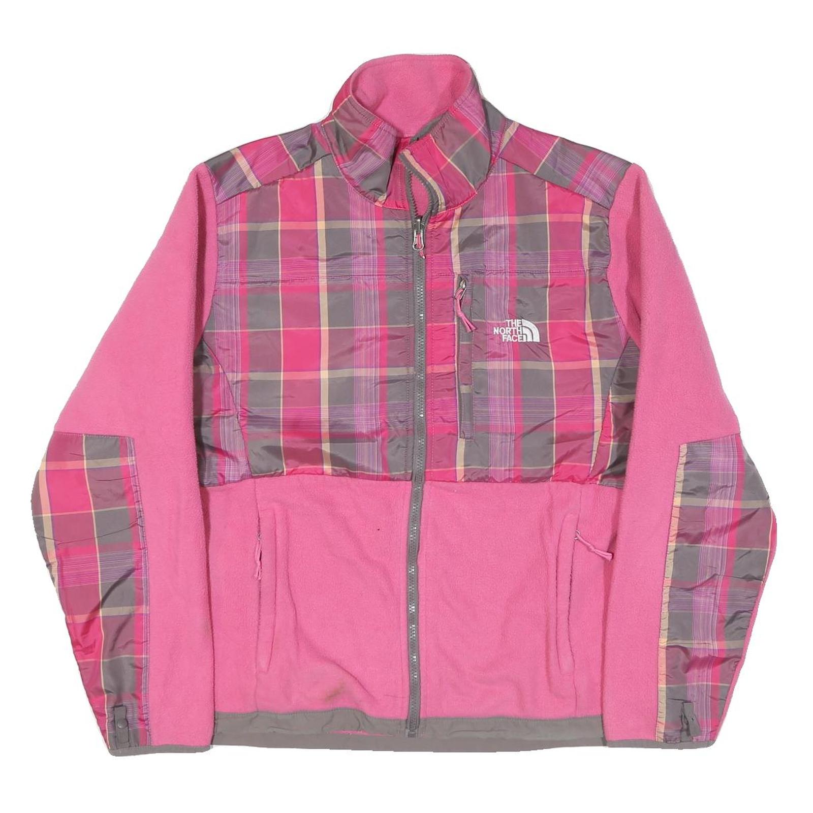 THE NORTH FACE Womens Pink & Grey Check Jacket XL Polyester Blend Zip Outdoor