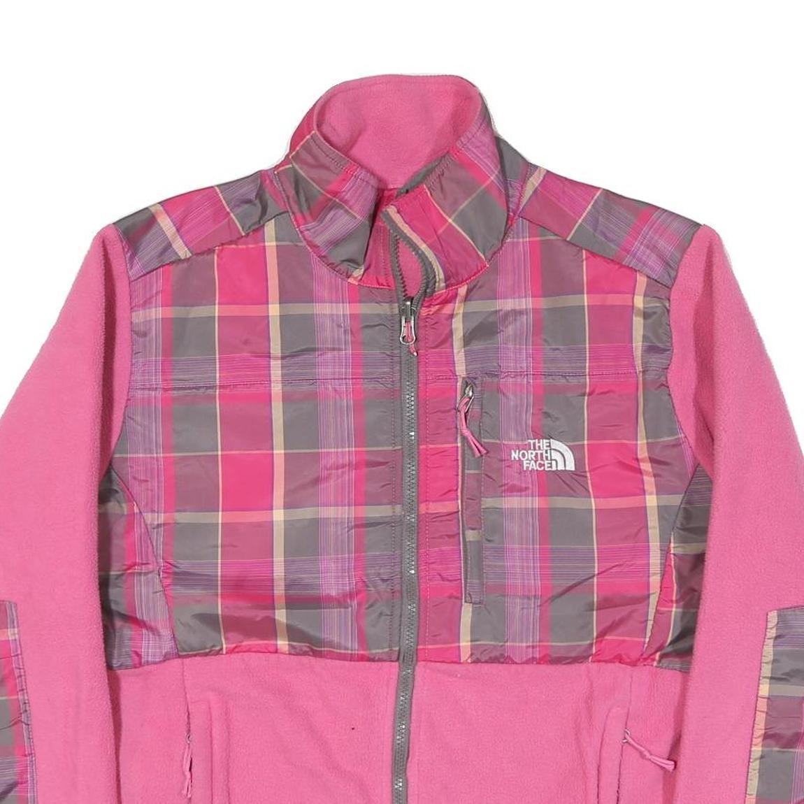 THE NORTH FACE Womens Pink & Grey Check Jacket XL Polyester Blend Zip Outdoor