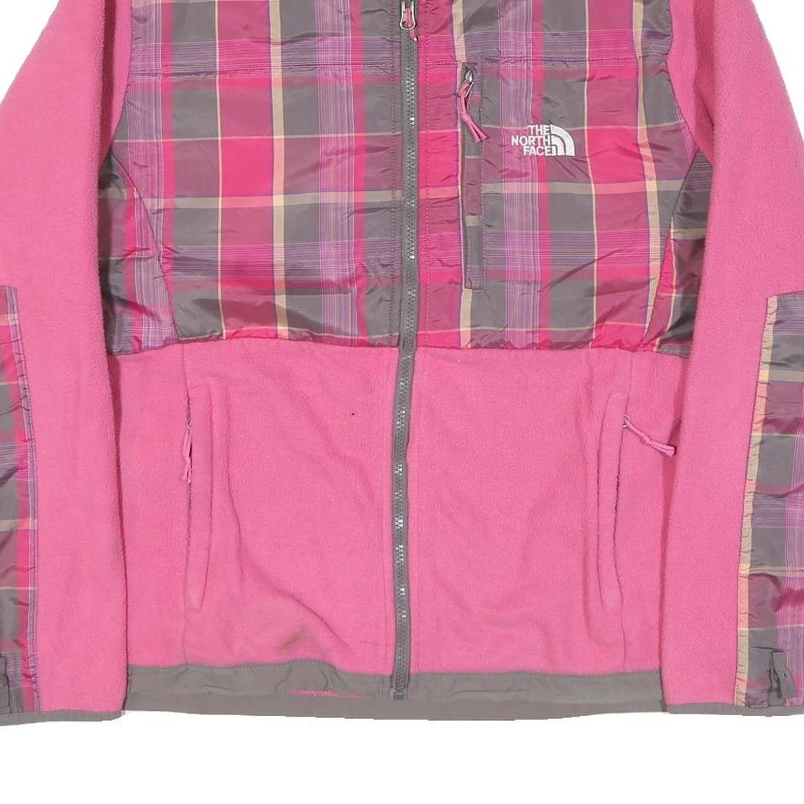 THE NORTH FACE Womens Pink & Grey Check Jacket XL Polyester Blend Zip Outdoor