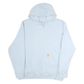 CARHARTT Mens Light Blue Hoodie 2XL Cotton Pullover Sweatshirt Logo Print