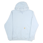 CARHARTT Mens Light Blue Hoodie 2XL Cotton Pullover Sweatshirt Logo Print
