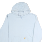 CARHARTT Mens Light Blue Hoodie 2XL Cotton Pullover Sweatshirt Logo Print