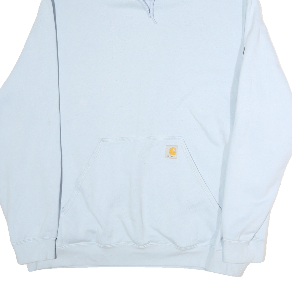 CARHARTT Mens Light Blue Hoodie 2XL Cotton Pullover Sweatshirt Logo Print