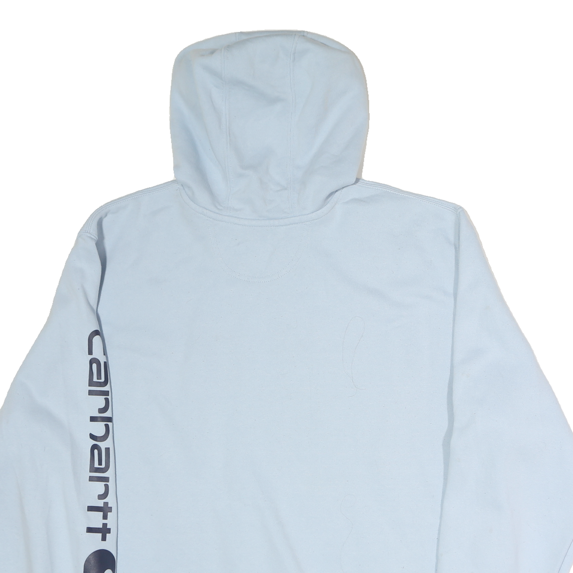 CARHARTT Mens Light Blue Hoodie 2XL Cotton Pullover Sweatshirt Logo Print