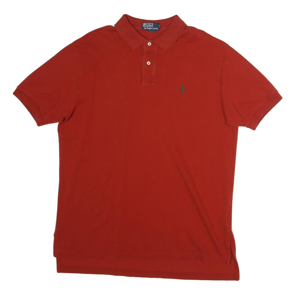 POLO RALPH LAUREN Mens Red Short Sleeve Plain L Cotton Polo Shirt