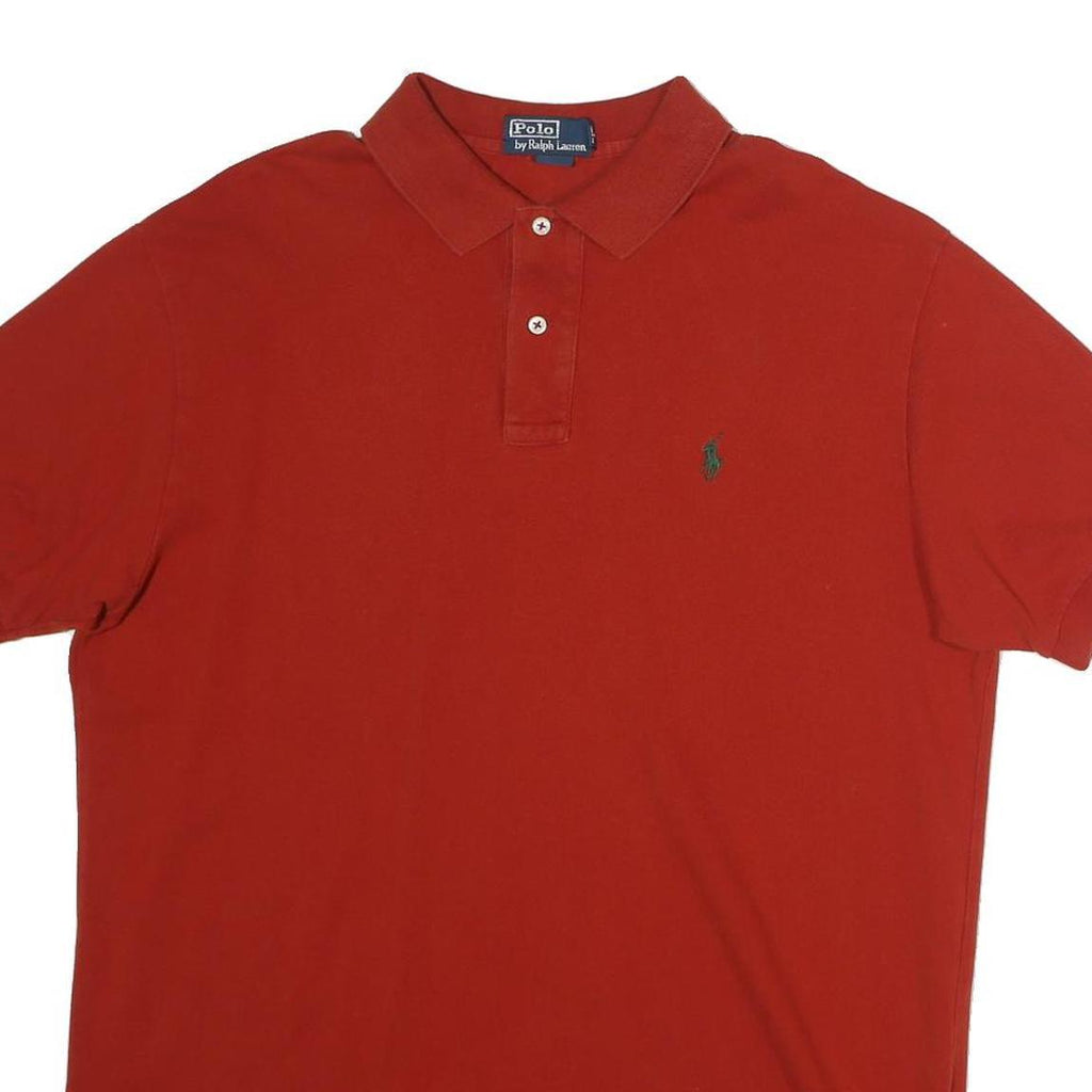 POLO RALPH LAUREN Mens Red Short Sleeve Plain L Cotton Polo Shirt