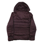 DKNY Womens Maroon Bomber Jacket L Polyester Blend Plain Zip Hooded Stylish