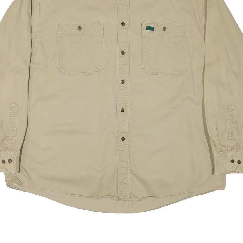 GREATLAND Mens Beige Cotton Blend Shirt XL Button-Down Collar Long Sleeve Casual