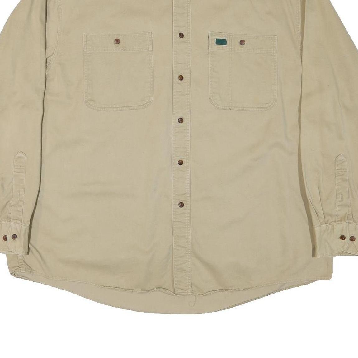 GREATLAND Mens Beige Cotton Blend Shirt XL Button-Down Collar Long Sleeve Casual