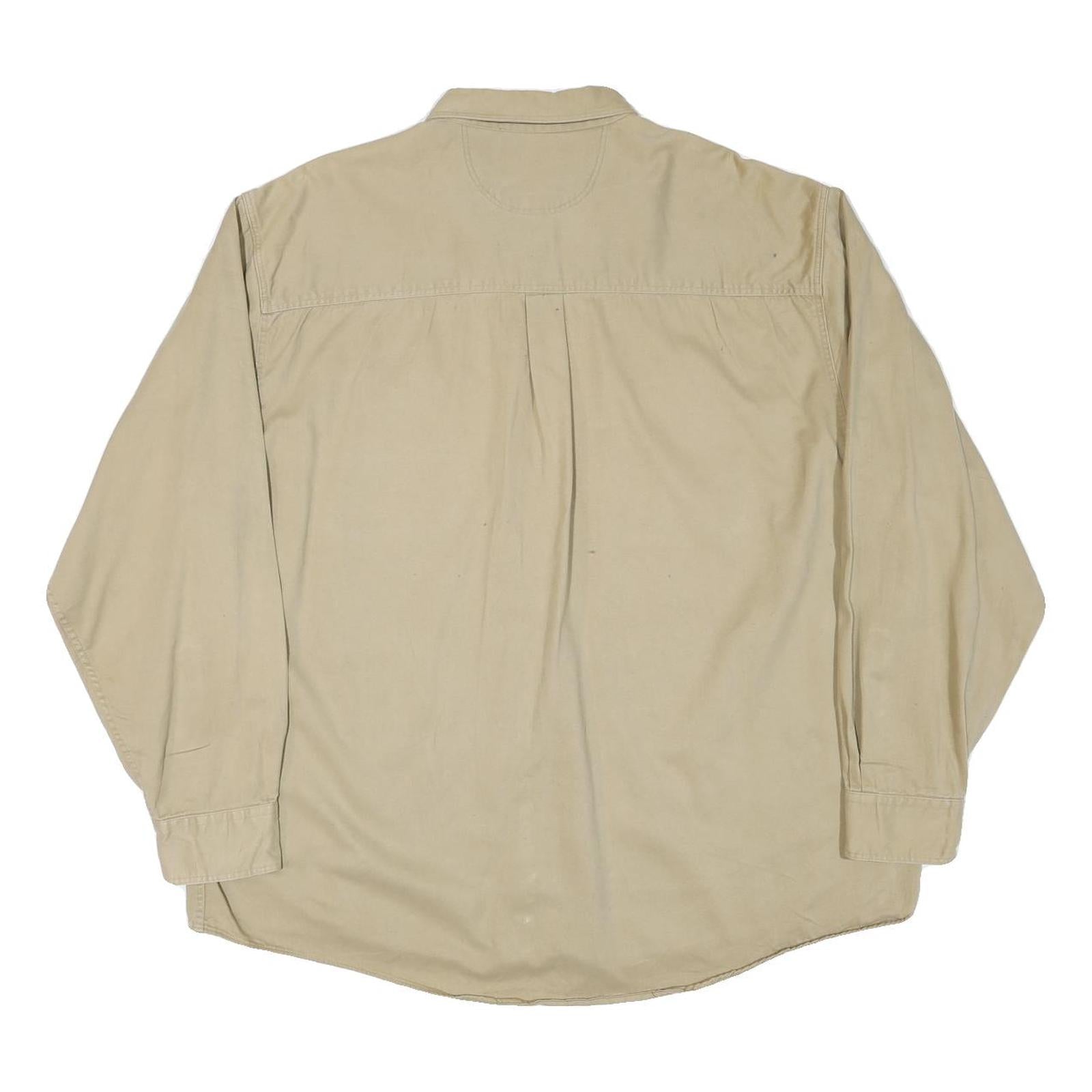 GREATLAND Mens Beige Cotton Blend Shirt XL Button-Down Collar Long Sleeve Casual