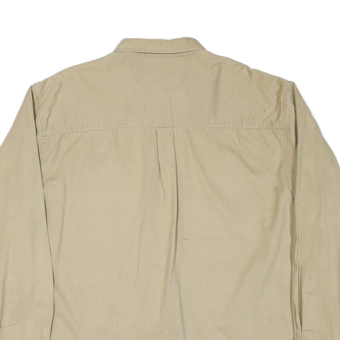 GREATLAND Mens Beige Cotton Blend Shirt XL Button-Down Collar Long Sleeve Casual