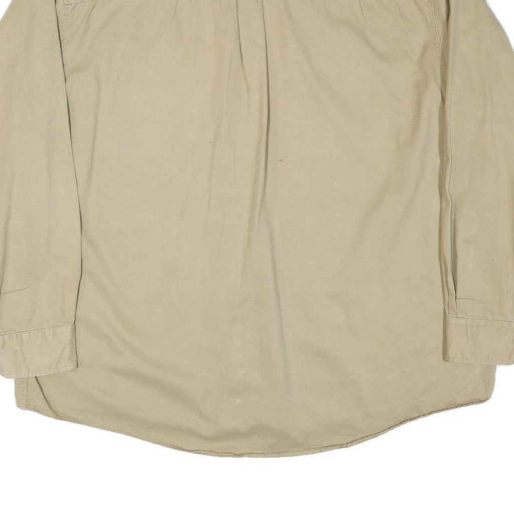 GREATLAND Mens Beige Cotton Blend Shirt XL Button-Down Collar Long Sleeve Casual
