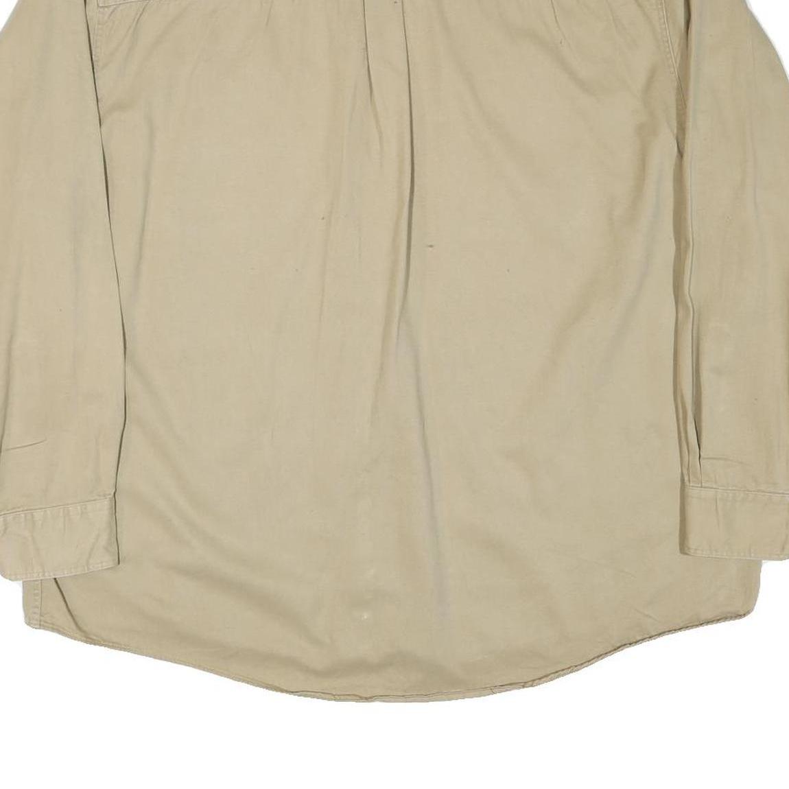 GREATLAND Mens Beige Cotton Blend Shirt XL Button-Down Collar Long Sleeve Casual