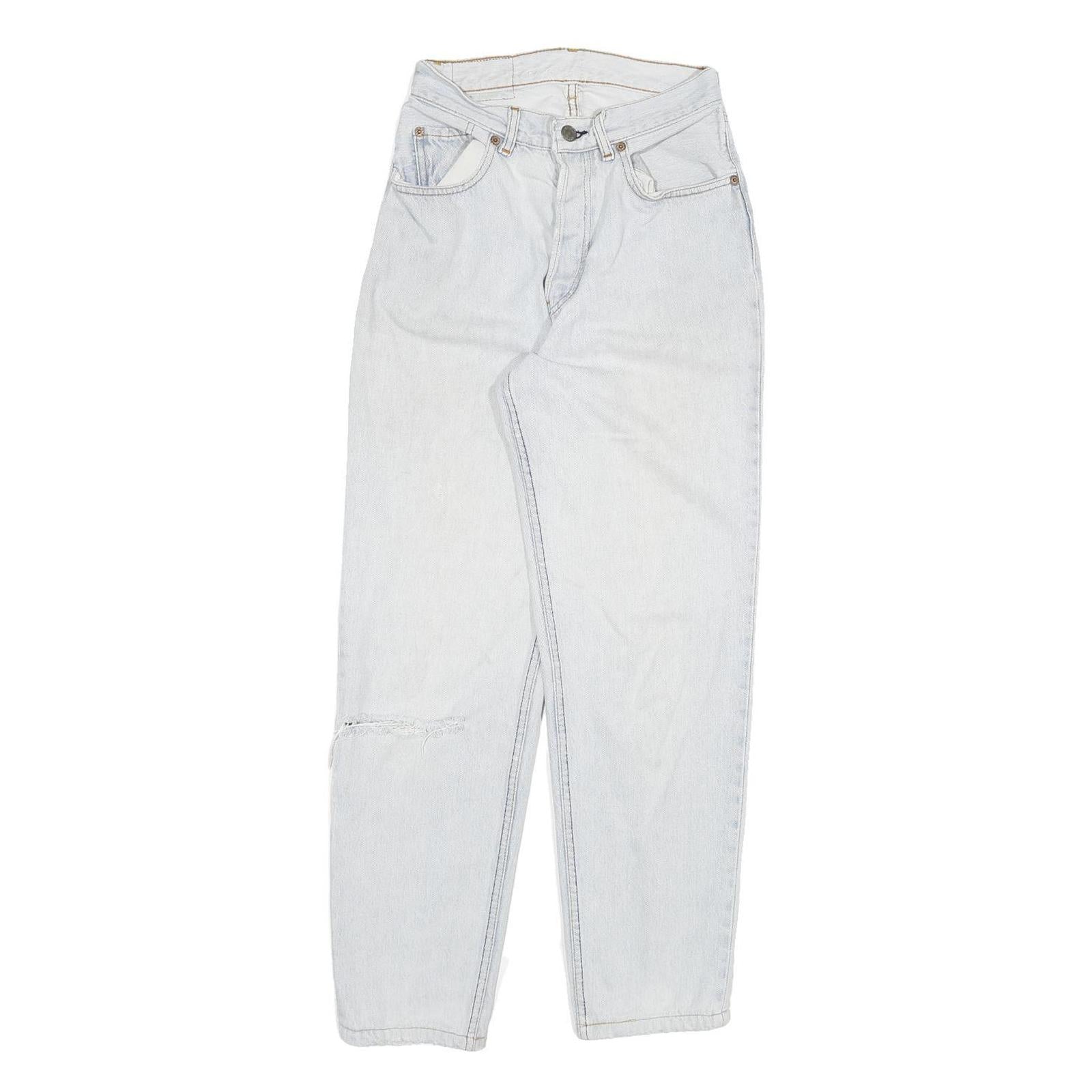 LEVI'S Womens Slim White Denim Jeans Cotton Blend Button W24 L28 Casual Style