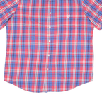 CHAPS Mens Red & Blue Check Shirt L Button-Down Collar Short Sleeve Casual