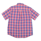 CHAPS Mens Red & Blue Check Shirt L Button-Down Collar Short Sleeve Casual