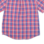 CHAPS Mens Red & Blue Check Shirt L Button-Down Collar Short Sleeve Casual