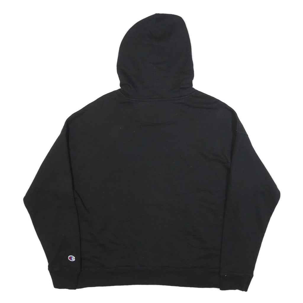 CHAMPION Womens Black Hooded Pullover Hoodie L Embroidered Logo