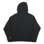 CHAMPION Womens Black Hooded Pullover Hoodie L Embroidered Logo