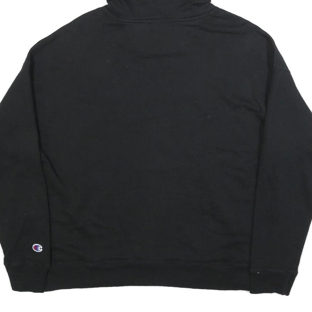 CHAMPION Womens Black Hooded Pullover Hoodie L Embroidered Logo