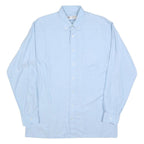 C&A Mens Blue Cotton Blend Shirt L Long Sleeve Button Collar Casual