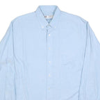 C&A Mens Blue Cotton Blend Shirt L Long Sleeve Button Collar Casual