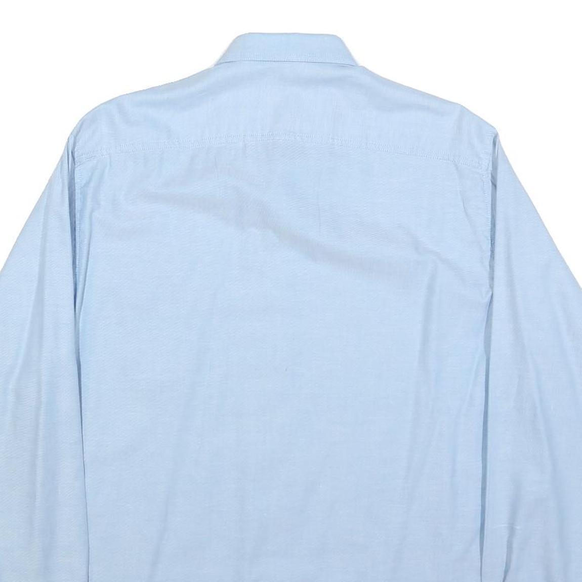 C&A Mens Blue Cotton Blend Shirt L Long Sleeve Button Collar Casual