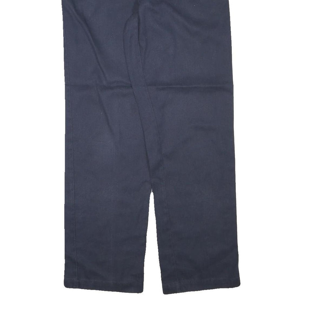 DICKIES Mens Cotton Blend Navy Regular Straight Trousers W33 L33 Workwear