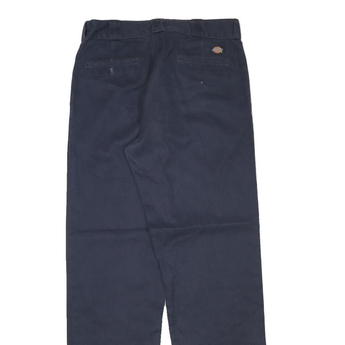 DICKIES Mens Cotton Blend Navy Regular Straight Trousers W33 L33 Workwear