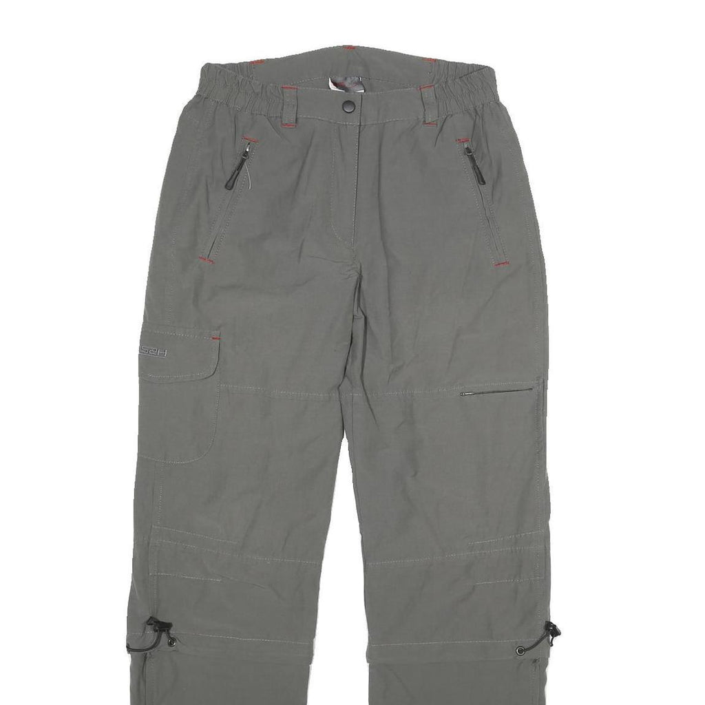 HS2H Womens Polyester Blend Grey Regular Fit Cargo Trousers W28 L31 Zip Pocket