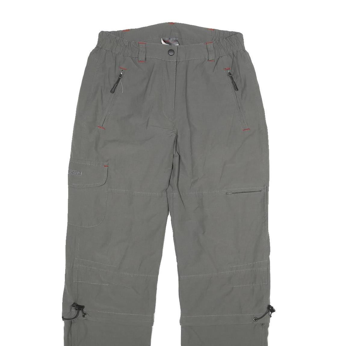 HS2H Womens Polyester Blend Grey Regular Fit Cargo Trousers W28 L31 Zip Pocket