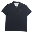 NAUTICA Mens Blue Short Sleeve Plain L Cotton Polo Shirt Classic Fit