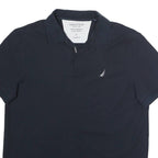 NAUTICA Mens Blue Short Sleeve Plain L Cotton Polo Shirt Classic Fit