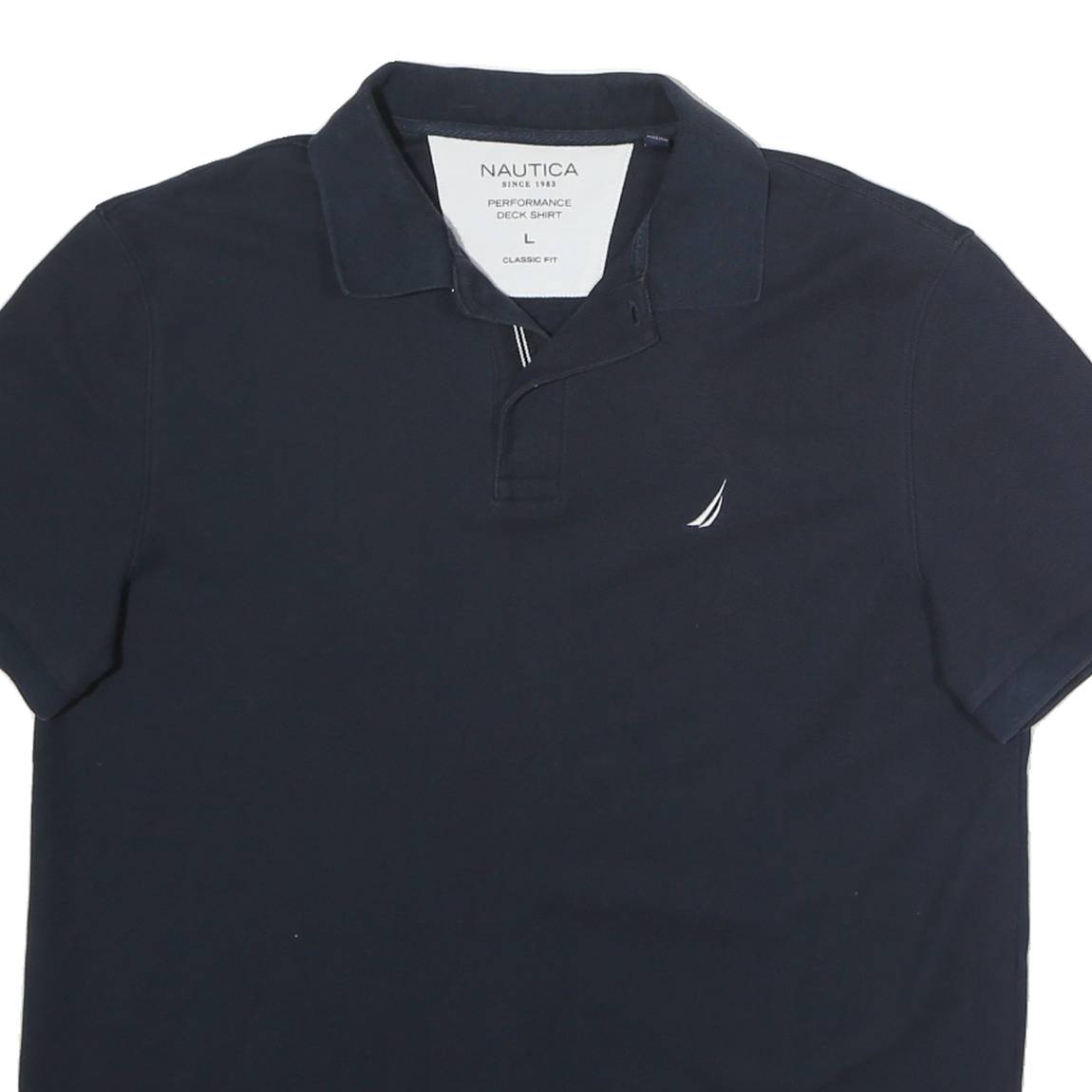 NAUTICA Mens Blue Short Sleeve Plain L Cotton Polo Shirt Classic Fit