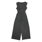 MAX MARA STUDIO Womens Grey Playsuit Cotton Blend Sleeveless Wide-Leg M Elegant
