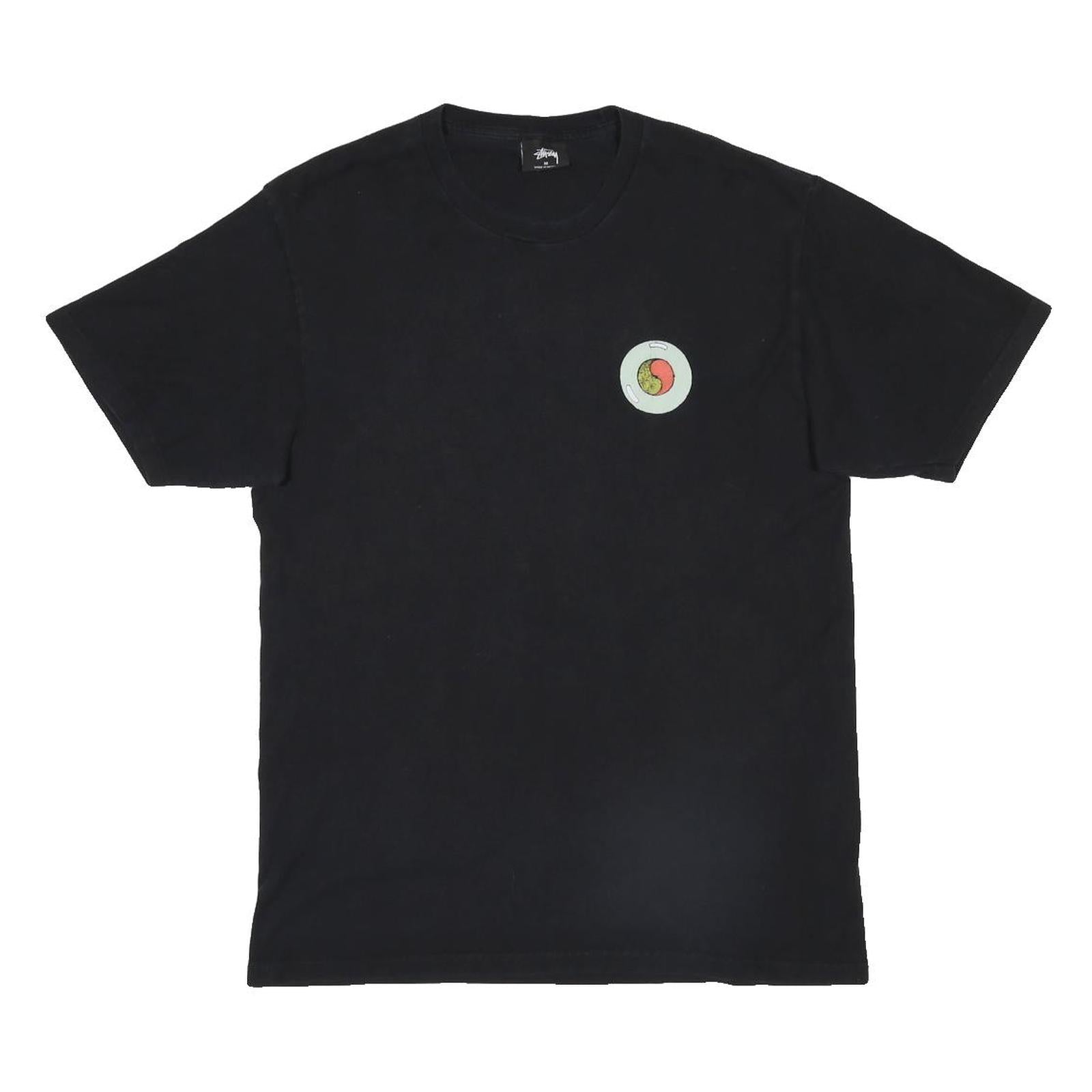 STUSSY Laguna Beach California Mens Black Graphic T-Shirt M Short Sleeve Cotton