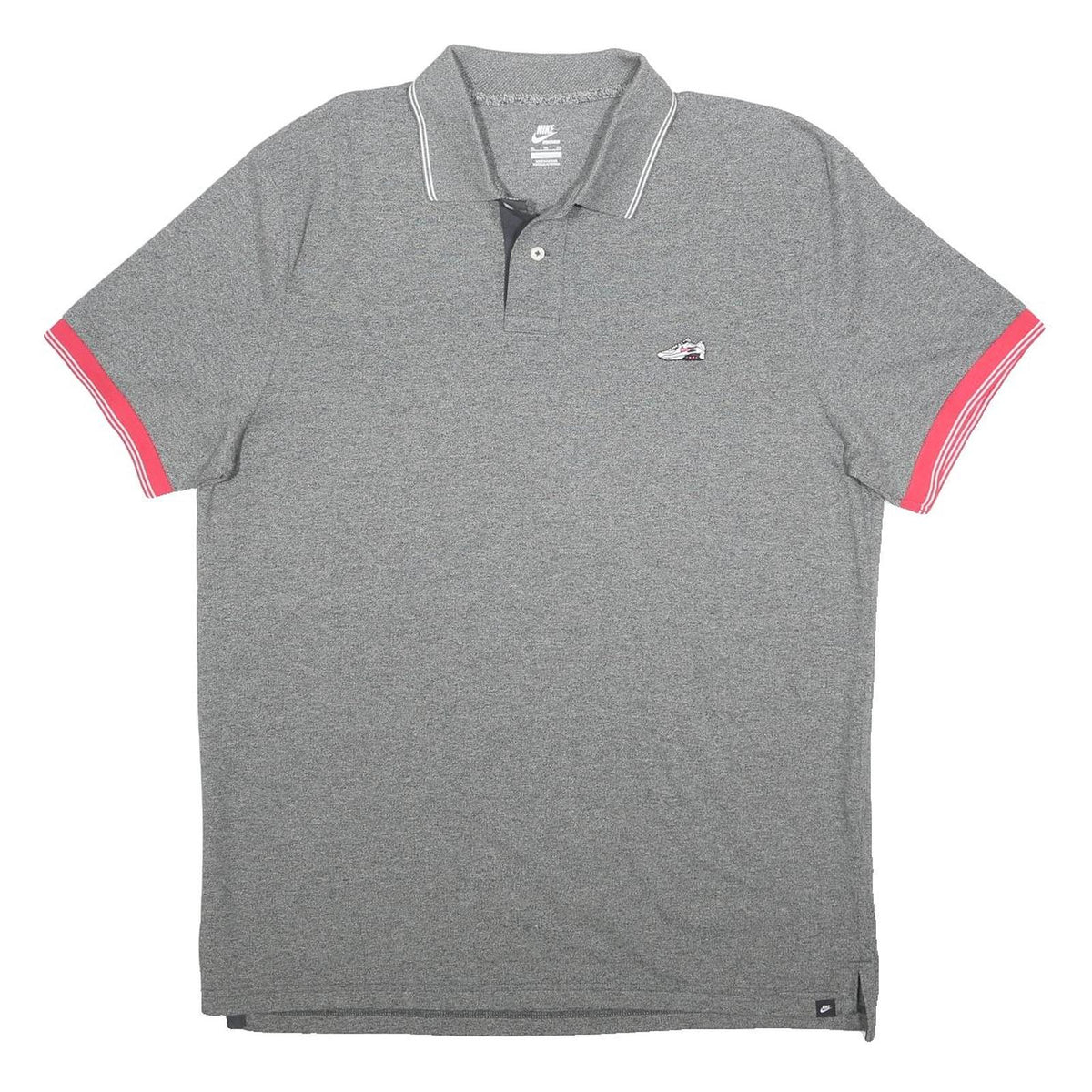NIKE Mens Grey Polo Shirt XL Cotton Short Sleeve Plain Casual Sportswear