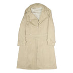 Womens Beige Classic Cotton Trench Jacket L Button Closure Belted