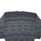 TIP TOP TAILORS Mens Grey Patterned V Neck Chunky Knit XL Jumper Acrylic Sweater