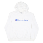 CHAMPION Mens White Pullover Hoodie M Cotton Blend Classic Logo Casual
