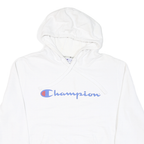 CHAMPION Mens White Pullover Hoodie M Cotton Blend Classic Logo Casual