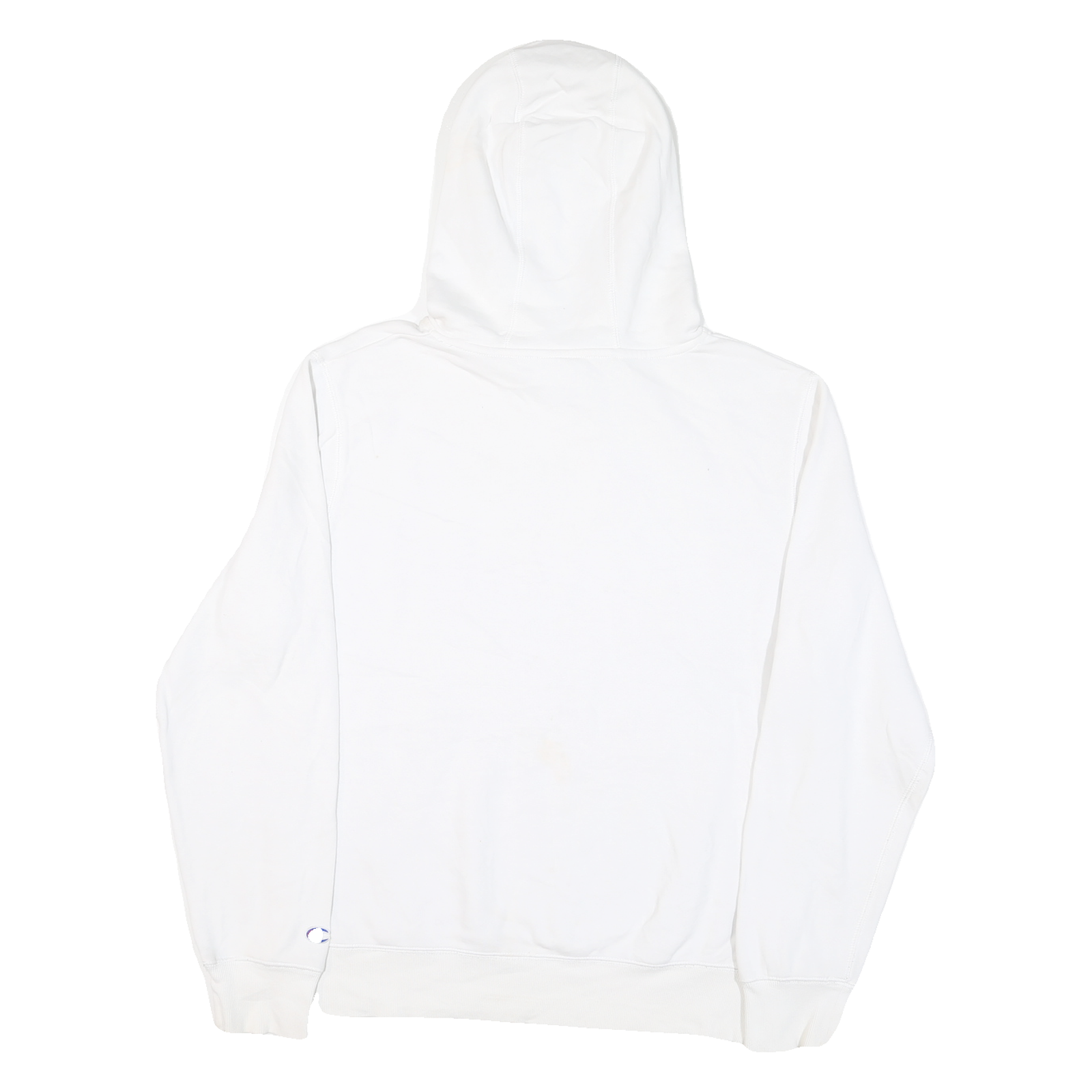 CHAMPION Mens White Pullover Hoodie M Cotton Blend Classic Logo Casual