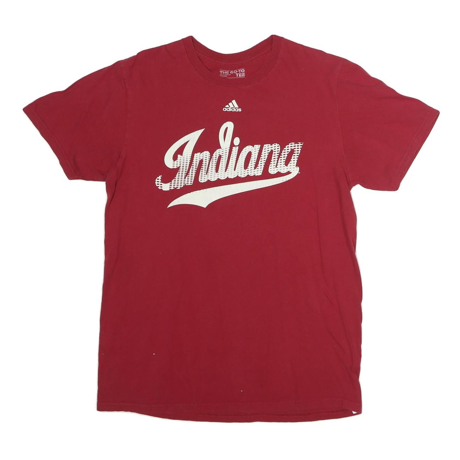 ADIDAS Mens Red Indiana Graphic T-Shirt L Short Sleeve Crew Neck Cotton Casual