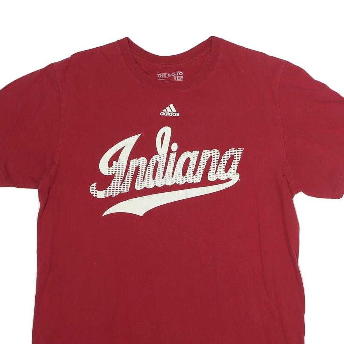 ADIDAS Mens Red Indiana Graphic T-Shirt L Short Sleeve Crew Neck Cotton Casual