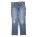CARHARTT Mens Blue Relaxed Straight Denim Medium W36 L34 Workwear Jeans Zip